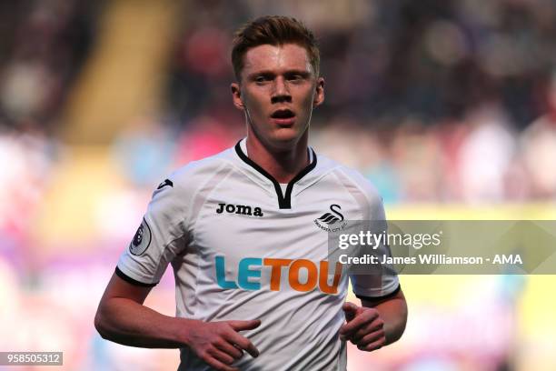 Sam Clucas of Swansea City during the Premier League match between Swansea City and Stoke City at Liberty Stadium on May 13, 2018 in Swansea, Wales.