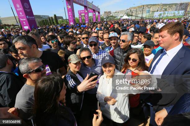 Madat Guliyev State Security Service of the Republic of Azerbaijan with the marathon runners in Baku. The semi-marathon was cover a distance of 21...
