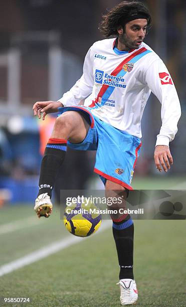 Jorge Andrés Martinez of Catania Calcio in action during the Serie A match between UC Sampdoria and Catania Calcio at Stadio Luigi Ferraris on...