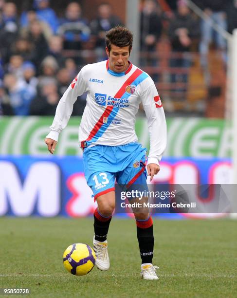 Mariano Julio Izco of Catania Calcio in action during the Serie A match between UC Sampdoria and Catania Calcio at Stadio Luigi Ferraris on January...