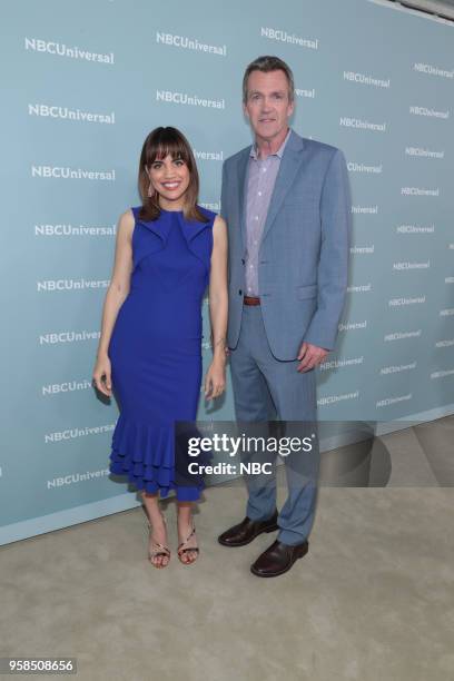 NBCUniversal Upfront in New York City on Monday, May 14, 2018 -- Red Carpet -- Pictured: Natalie Morales. Neil Flynn, "Abby's" on NBC --