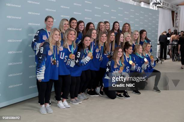 NBCUniversal Upfront in New York City on Monday, May 14, 2018 -- Red Carpet -- Pictured: U.S. Olympic Women's Ice Hockey Team on NBC Sports Group --