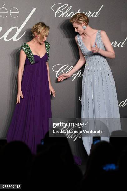 Elizabeth Debicki and Diane Kruger attend the Chopard Trophy during the 71st annual Cannes Film Festival at Martinez Hotel on May 14, 2018 in Cannes,...