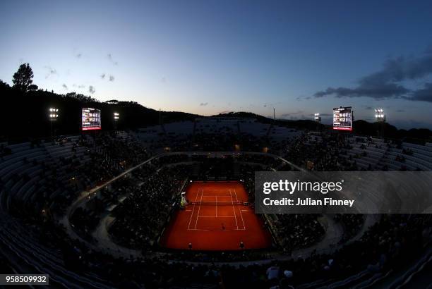 General view of Fabio Fognini of Italy playing Gael Monfils of France during day two of the Internazionali BNL d'Italia 2018 tennis at Foro Italico...