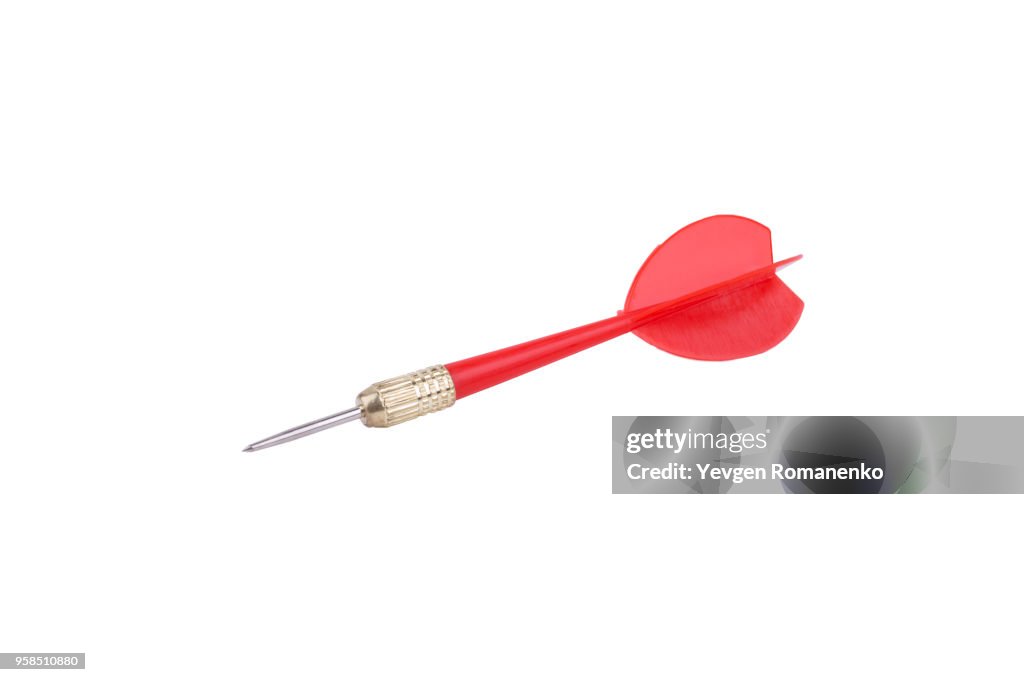 Single Red Dart Isolated on White Background