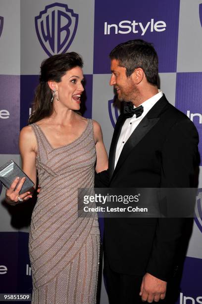 Actors Jennifer Garner and Gerard Butler attend the InStyle and Warner Bros. 67th Annual Golden Globes post party held at the Oasis Courtyard at The...