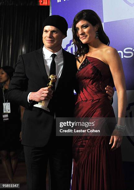 Actors Jennifer Carpenter and Michael C. Hall attend the InStyle and Warner Bros. 67th Annual Golden Globes post party held at the Oasis Courtyard at...