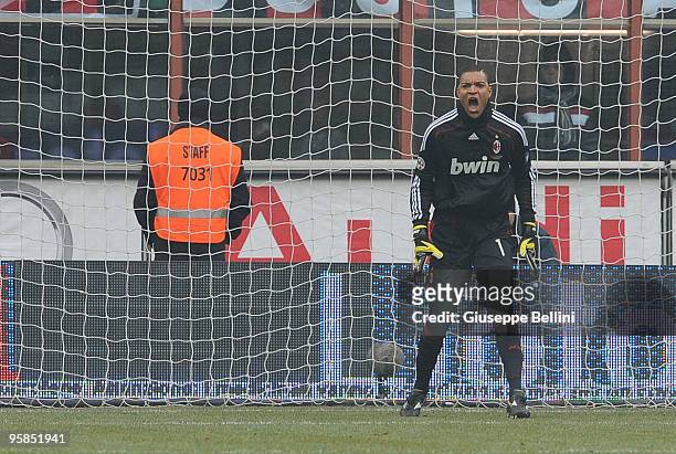 Dida of Milan in action during the Serie A match between Milan and Siena at Stadio Giuseppe Meazza on January 17, 2010 in Milan, Italy.