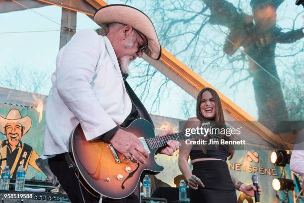 Lead guitarist and vocalist Ray Benson of Asleep At The Wheel and singer Bonnie Bishop perform live on stage at Ray's 67th birthday party concert...