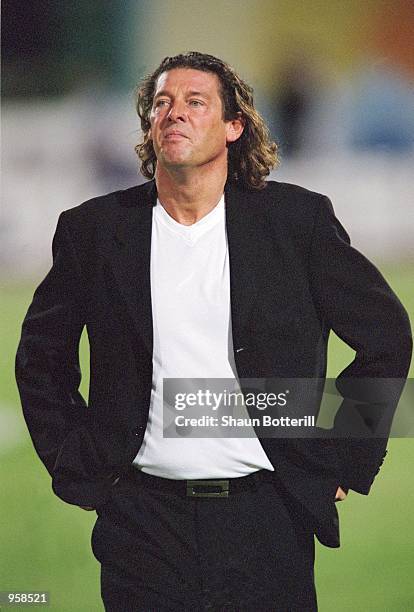 Senegal Coach Bruno Metsu looks on, hands on hips during the FIFA 2002 World Cup Qualifier against Egypt played in Cairo, Egypt. Egypt won the match...