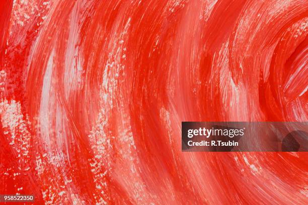 red color paint brush strokes on the paper texture background - schmiererei stock-fotos und bilder