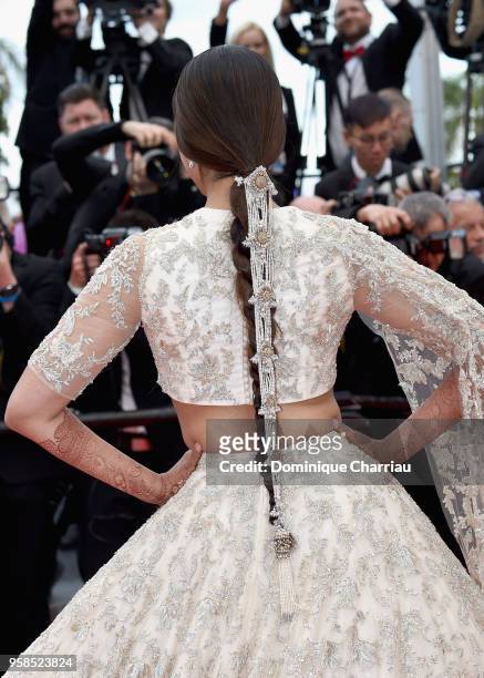 Sonam Kapoor attends the screening of "BlacKkKlansman" during the 71st annual Cannes Film Festival at Palais des Festivals on May 14, 2018 in Cannes,...