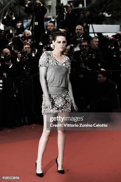 Kristen Stewart attends the screening of "BlacKkKlansman" during the 71st annual Cannes Film Festival at Palais des Festivals on May 14, 2018 in...