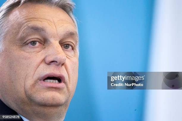 Hungarian Prime Minister Viktor Orban during his visit in Warsaw on May 14, 2018.