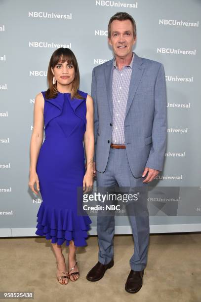 NBCUniversal Upfront in New York City on Monday, May 14, 2018 -- Red Carpet -- Pictured: Natalie Morales, Neil Flynn, "Abby's" on NBC --