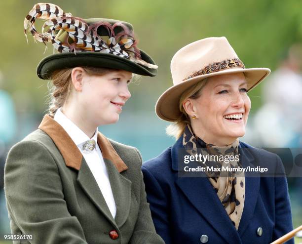 Lady Louise Windsor and Sophie, Countess of Wessex seen carriage driving as they take part in The Champagne Laurent-Perrier Meet of the British...