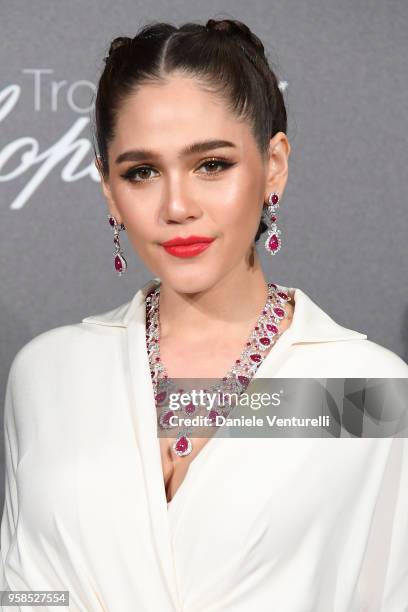 Araya Hargate attends the Chopard Trophy during the 71st annual Cannes Film Festival at Martinez Hotel on May 14, 2018 in Cannes, France.