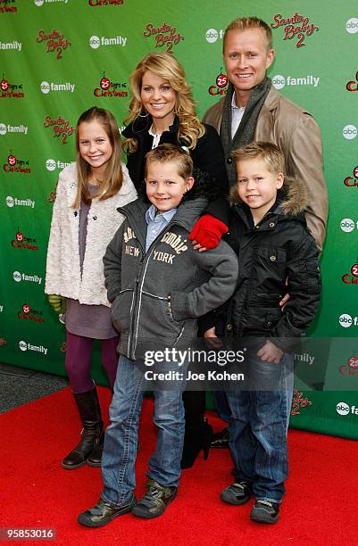 Actress Candace Cameron Bure and her husband Valeri Bure and children Natasha, Lev and Maksim attend the ABC Family's World Record Elf Party at...
