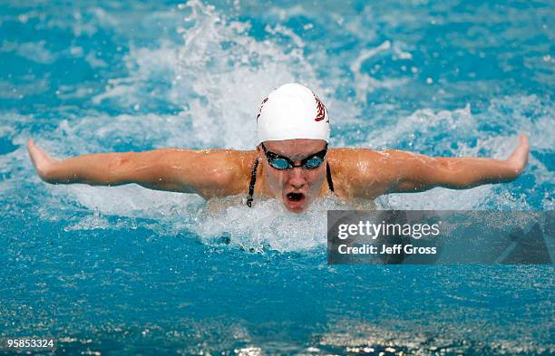 Jessica Hardy swims in the Women's 100 Butterfly Prelim during the Long Beach Grand Prix on January 18, 2010 in Long Beach, California.