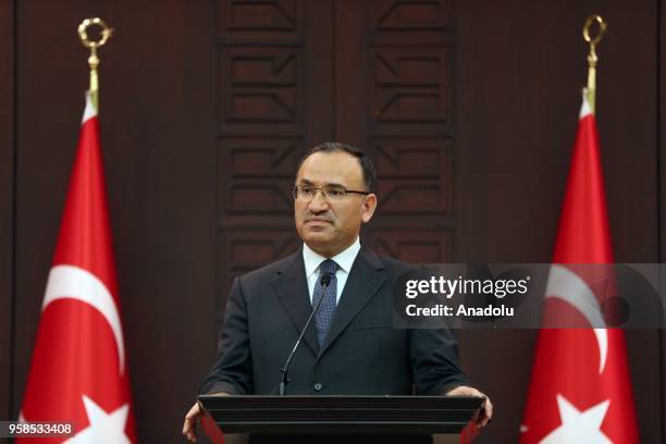 Turkish Deputy Prime Minister and government spokesperson Bekir Bozdag speaks during a press conference after the cabinet meeting in Ankara, Turkey...