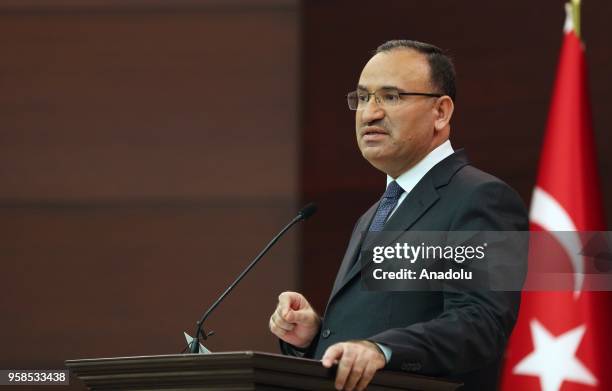 Turkish Deputy Prime Minister and government spokesperson Bekir Bozdag speaks during a press conference after the cabinet meeting in Ankara, Turkey...