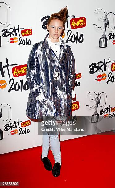 La Roux arrives at the The Brit Awards 2010 Shortlist party at the Indigo2 at O2 Arena on January 18, 2009 in London, England.
