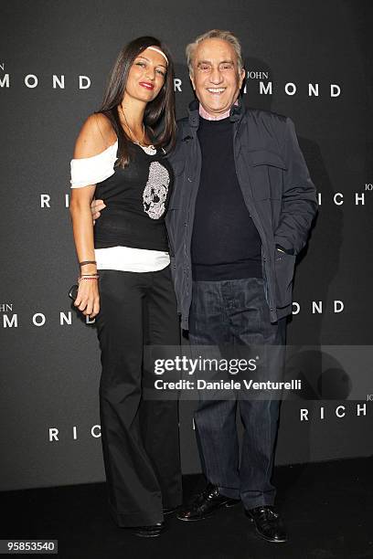 Alessandra Moschillo and Emilio Fede attend the John Richmond Milan Fashion Week Autumn/Winter 2010 show on January 18, 2010 in Milan, Italy.