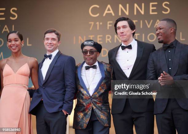 Laura Harrier, Topher Grace, director Spike Lee, Adam Driver and Corey Hawkins attend the screening of "BlacKkKlansman" during the 71st annual Cannes...
