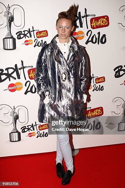 La Roux arrives at the Brit Awards 2010 launch held the at The Indigo 02 on January 18, 2010 in London, England.