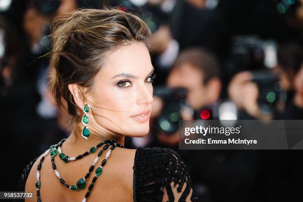 Model Alessandra Ambrosio attends the screening of "BlacKkKlansman" during the 71st annual Cannes Film Festival at Palais des Festivals on May 14,...