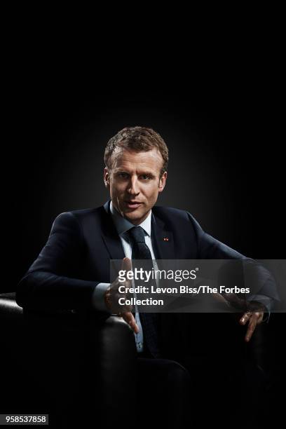 French president Emmanuel Macron is photographed for Forbes Magazine on April 13, 2018 in Paris, France. PUBLISHED IMAGE. CREDIT MUST READ: Levon...