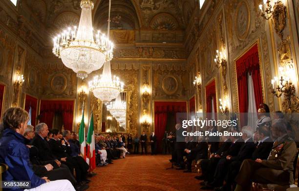 The Italian Olympic team for Vancouver 2010 meets President Giorgio Napolitano,at Quirinale Palace on January 18, 2010 in Rome, Italy.