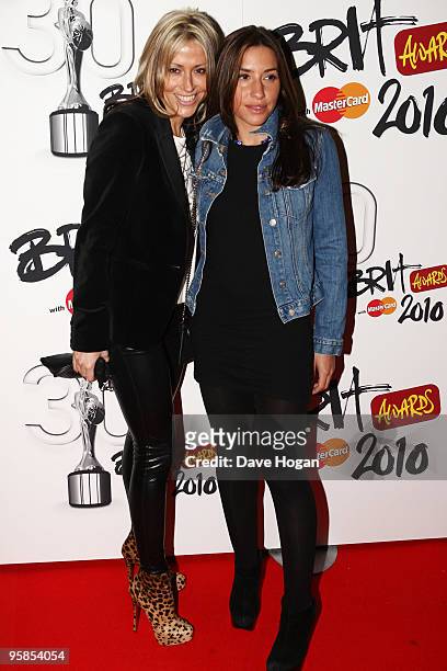 Nicole Appleton and Mel Blatt arrive at the Brit Awards 2010 launch held the at The Indigo 02 on January 18, 2010 in London, England.