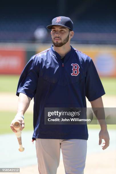 Blake Swihart of the Boston Red Sox as seen during batting practice prior to the game against the Texas Rangers at Globe Life Park in Arlington on...