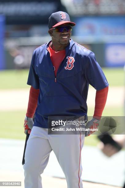 Rusney Castillo of the Boston Red Sox as seen during batting practice prior to the game against the Texas Rangers at Globe Life Park in Arlington on...