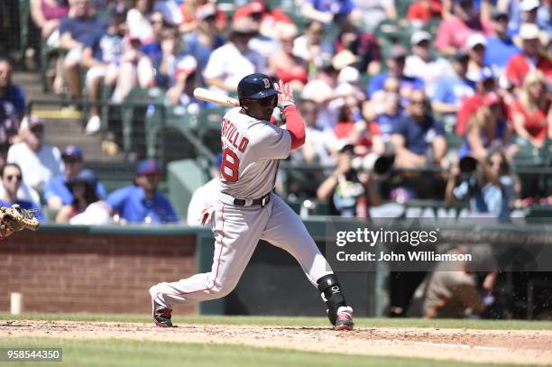 Rusney Castillo of the Boston Red Sox bats against the Texas Rangers at Globe Life Park in Arlington on Sunday, May 31, 2015 in Arlington, Texas. The...