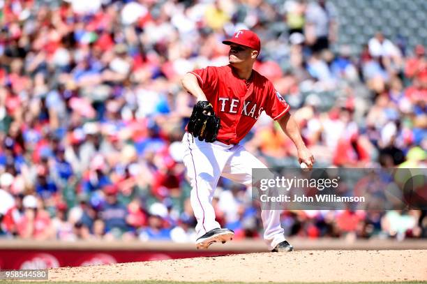 Wandy Rodriguez of the Texas Rangers pitches against the Boston Red Sox at Globe Life Park in Arlington on Sunday, May 31, 2015 in Arlington, Texas....