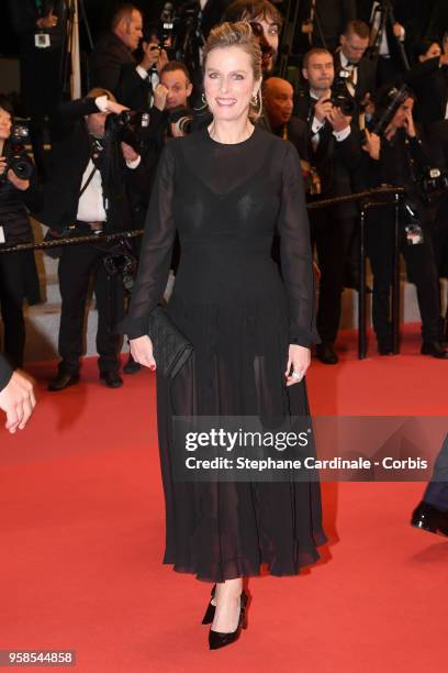 Actress Karine Viard attends the screening of "The House That Jack Built" during the 71st annual Cannes Film Festival at Palais des Festivals on May...