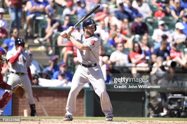 Blake Swihart of the Boston Red Sox bats against the Texas Rangers at Globe Life Park in Arlington on Sunday, May 31, 2015 in Arlington, Texas. The...