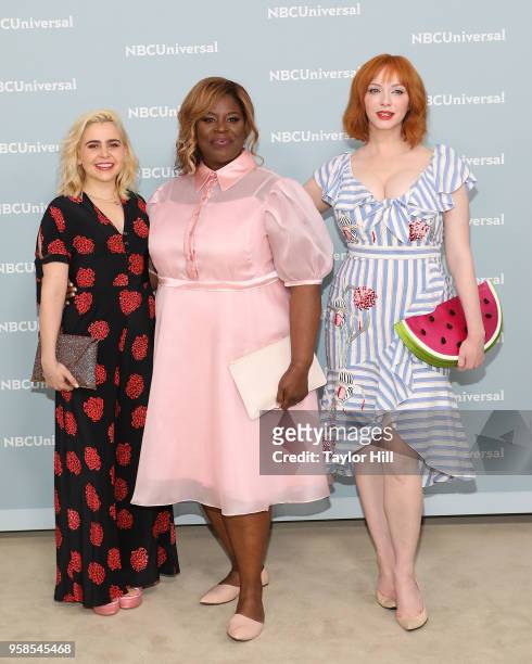 Mae Whitman, Retta, and Christina Hendricks attend the 2018 NBCUniversal Upfront Presentation at Rockefeller Center on May 14, 2018 in New York City.