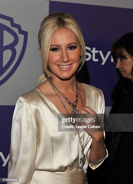 Actress Ashley Tisdale attends the InStyle and Warner Bros. 67th Annual Golden Globes post party held at the Oasis Courtyard at The Beverly Hilton...