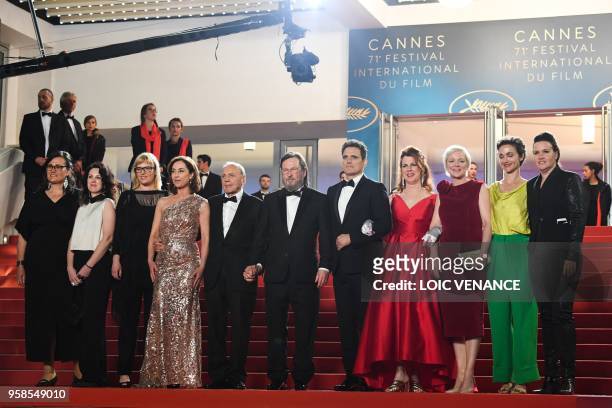 Danish actress Sofie Grabol, Swiss actor Bruno Ganz, Danish director Lars Von Trier, US actor Matt Dillon and US actress Siobhan Fallon Hogan pose as...