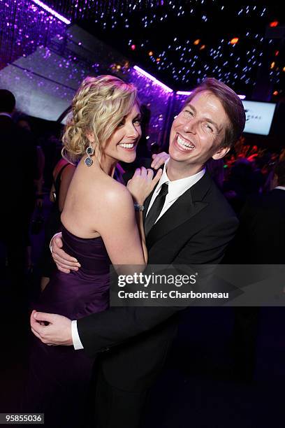 Jane Krakowski and Jack McBrayer at NBC/Universal/Focus Features Golden Globes party at the Beverly Hilton Hotel on January 17, 2010 in Beverly...