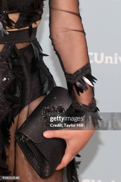 Carolina Miranda, bag detail, attends the 2018 NBCUniversal Upfront Presentation at Rockefeller Center on May 14, 2018 in New York City.