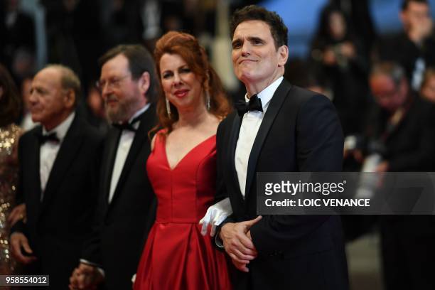 Swiss actor Bruno Ganz, Danish director Lars Von Trier, US actress Siobhan Fallon Hogan and US actor Matt Dillon pose as they arrive on May 14, 2018...