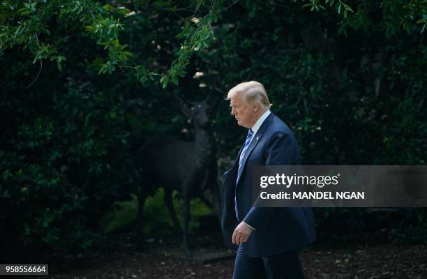 President Donald trump departs from the South Lawn of the White House on May 14 as he travels to Walter Reed National Military Medical Center in...