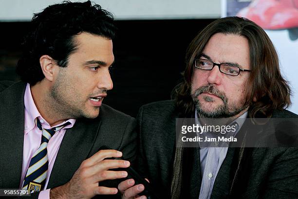 Actor Jaime Camil and director Alejandro Gonzalez attend a press conference to launch the movie 'Regresa' at Habita Hotel on January 18, 2010 in...