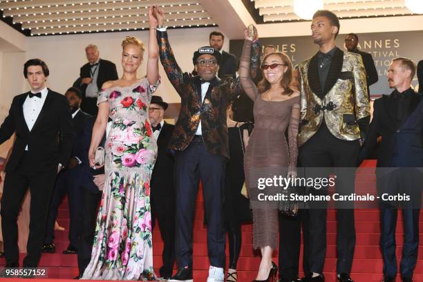 Adam Driver, Tonya Lewis Lee, Director Spike Lee, Satchel Lee and Jackson Lee depart the screening of "BlacKkKlansman" during the 71st annual Cannes...