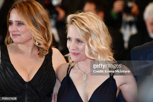 Carole Franck and Andrea Bescond attend the screening of "The House That Jack Built" during the 71st annual Cannes Film Festival at Palais des...