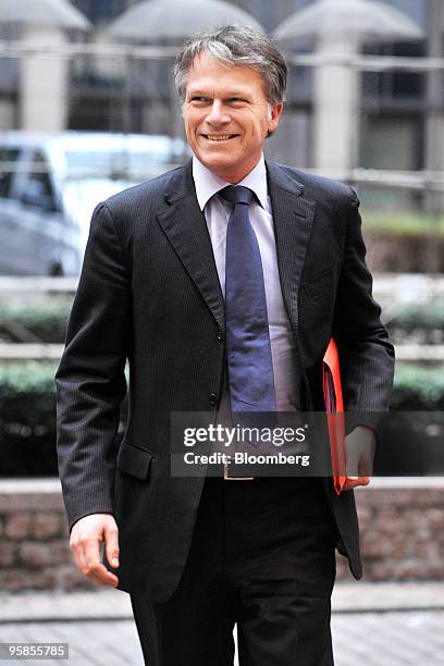 Wouter Bos, finance minister for the Netherlands, arrives for the European Union's finance ministers meeting at the EU headquarters, in Brussels,...